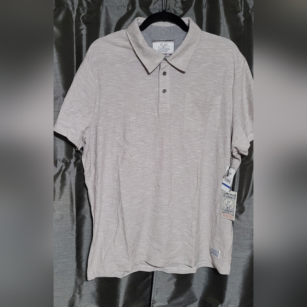 NWT Flag & Anthem Polo Short-sleeve Gray/White, Soft/Comfy Fit